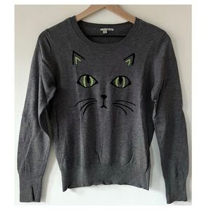 Halogen Lightweight Crewneck Cat Face Sweater